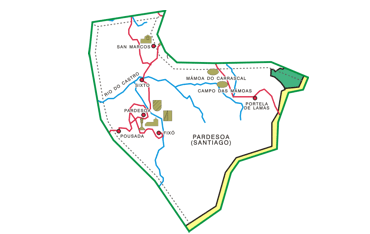 Parroquia de Pardesoa. Mapa