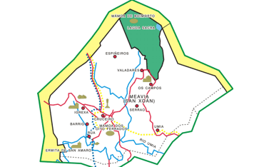 Parroquia de Meava. Mapa da parroquia